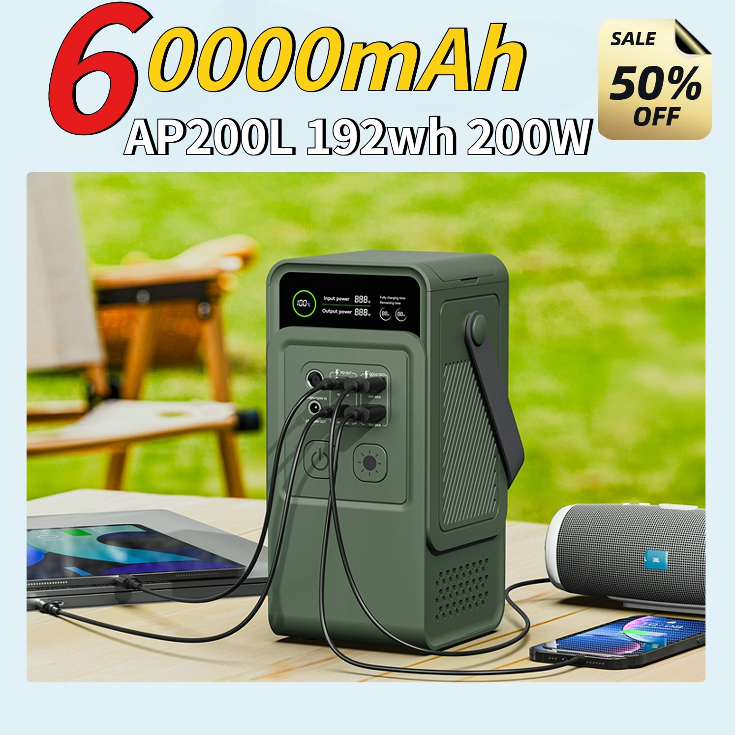 60000mAh 200W 192Wh Camping Po - Usb Charger Dynamo recensie en prijs