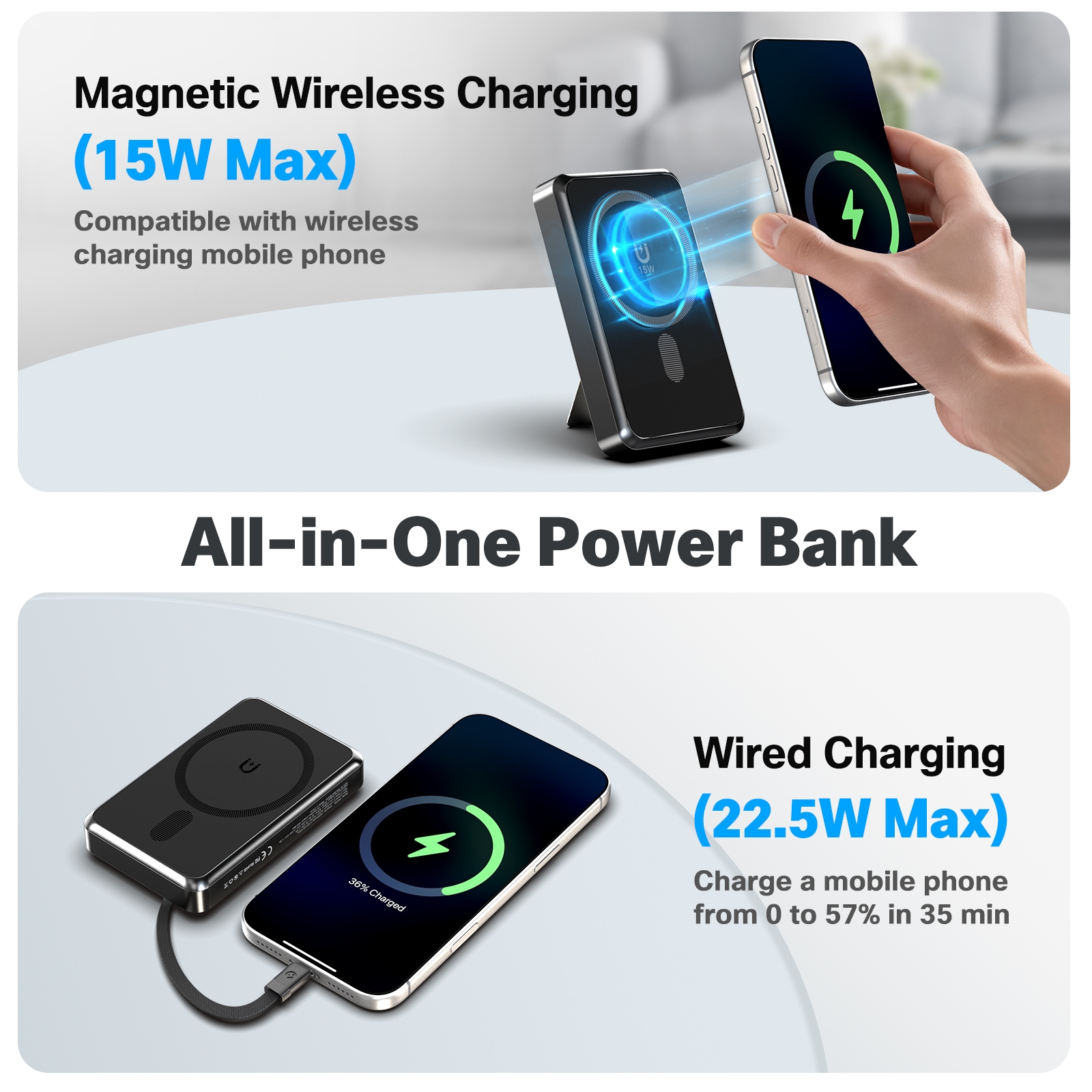10000mAh Magnetic Wireless Pow - Usb Charger Dynamo recensie en prijs