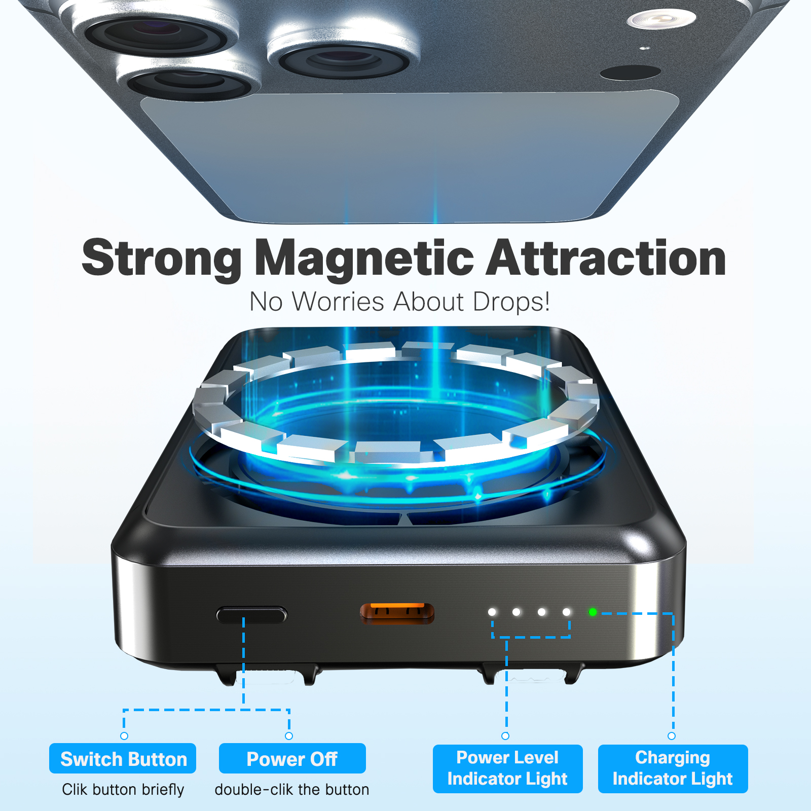 10000mAh Magnetic Wireless Pow - Usb Charger Dynamo recensie en prijs